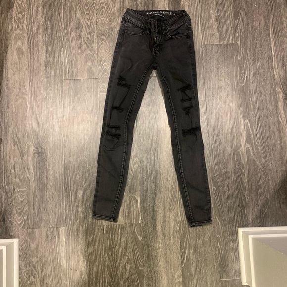 American Eagle Stretch Skinny‎ Ripped Jeans Black - Picture 6 of 6